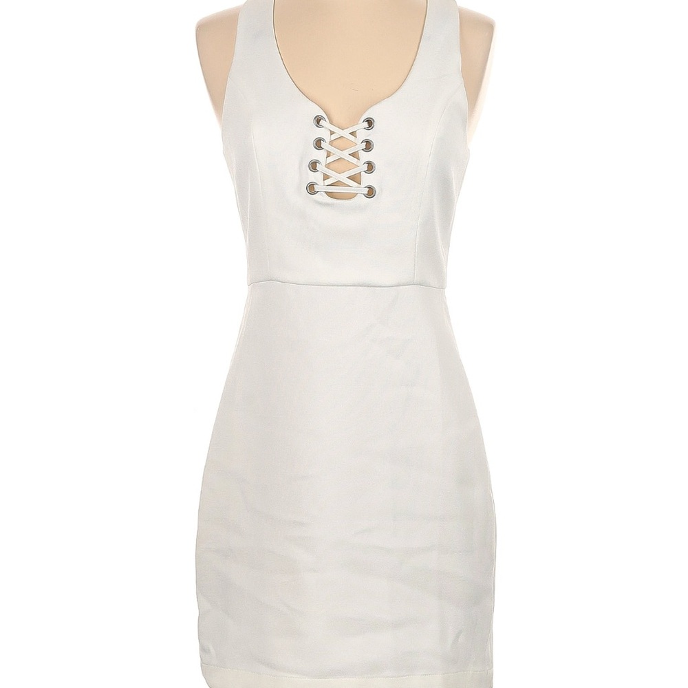 White Lace-Up detail Dress